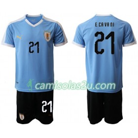 Camisolas de Futebol Uruguai Edinson Cavani 21 Criança Equipamento Principal 2019/20 Manga Curta